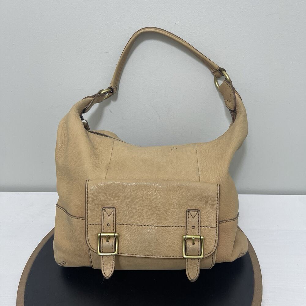 VTG Fossil Women's Tate Hobo Leather Shoulder Bag Light‎ Tan